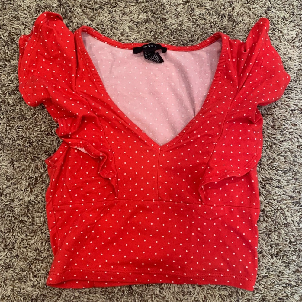 Forever 21 ruffle top/ red